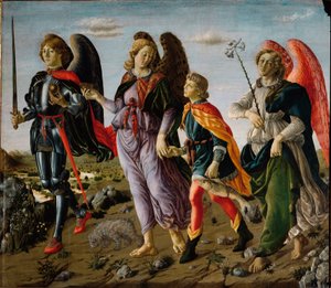Die drei Erzengel und Tobit von Francesco Botticini