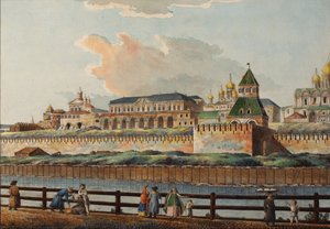 Ansicht des Winterpalastes des Kremls vom Fluss Moskwa, 1780er Jahre