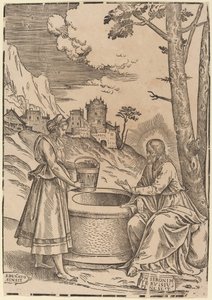 Christus und die Frau von Samaria von Francesco Denanto after Girolamo Pennacchi