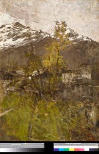 Der erste Schnee, Landschaftsgemälde von Francesco Filippini (1853-1895) 1889 Private Sammlung von Francesco Filippini
