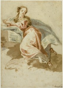 Gekleidete weibliche Figur im Gebet von Francesco Fontebasso