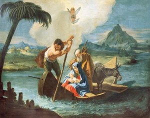 Heilige Familie überquert den Nil auf ihrer Flucht nach Ägypten von Francesco Fontebasso