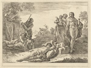 Neun Figuren um eine Hermenbüste des Pan von Francesco Fontebasso