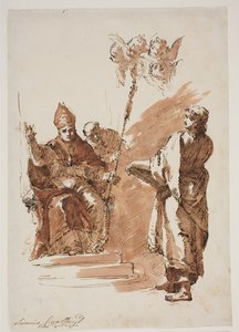 St. Louis sitzt mit St. Johannes dem Evangelisten neben ihm. Studie für ein Altarbild in der Chiesa dell’Angelo Raffaele, Venedig