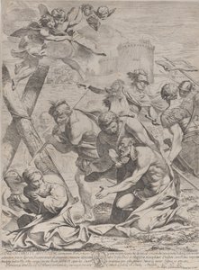 Der heilige Andreas betet vor einem Kruzifix, 1640-70 von Francesco Giovani