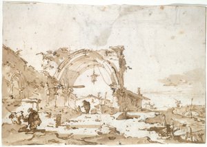 Ein Capriccio mit einer zerstörten gotischen Bogen