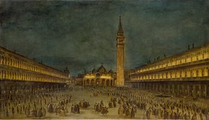 Eine Nachtprozession auf der Piazza San Marco von Francesco Guardi