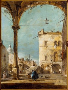 Ein Portikus in Venedig. Gemälde von Francesco Guardi (1712-1793) 18. Jahrhundert. Paris, Musée Jacquemart André
