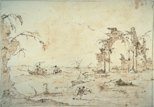 Capriccio mit einem Sturm auf der Lagune von Francesco Guardi