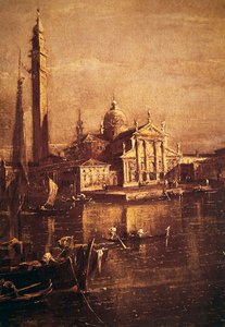 Kirche San Giorgio und der Campanile, Detail des Beckens des Markusplatzes, ca. 1774 von Francesco Guardi