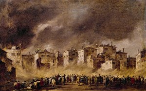 Feuer im Öldepot in San Marcuola, 1790 von Francesco Guardi
