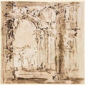 Paar von Zeichnungen: Skizze des Labyrinths der Villa Pisani und Piazza San Marco mit Dogenpalast von Francesco Guardi