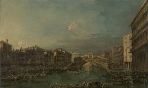 Regatta auf dem Canal Grande, nahe der Rialtobrücke, Venedig von Francesco Guardi