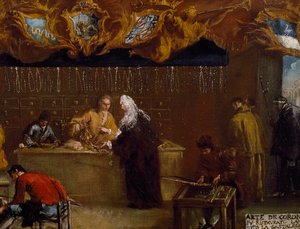 Schild der Zunft der Coroneri (Rosenkranzherstellung) in Venedig von Francesco Guardi