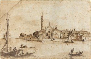 Die Insel Madonna della Grazia von Francesco Guardi and Giacomo Guardi