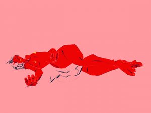 Rote liegende Figur