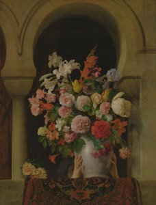 Eine Vase mit Blumen am Fenster eines Harems, 1881 von Francesco Hayez