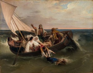Boot mit griechischen Flüchtlingen