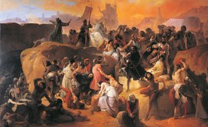 Der Durst der ersten Kreuzfahrer in Jerusalem (Detail) von Francesco Hayez