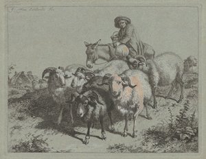 Junge auf einem Esel, der eine Herde treibt, 1763 von Francesco Londonio