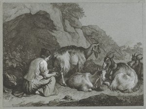 Hirtin mit Ziegenherde von Francesco Londonio