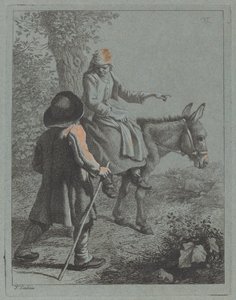 Bäuerin auf einem Esel sitzend und ein Bauer von Francesco Londonio