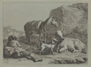 Liegender Schäfer mit einem Sack, ca. 1763