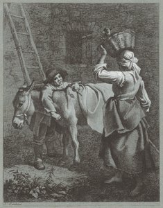 Hirtenjunge spricht mit einem Bauernmädchen von Francesco Londonio