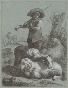 Hirtenjunge mit Schafen