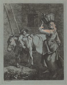 Hirte spricht mit einer Bäuerin von Francesco Londonio
