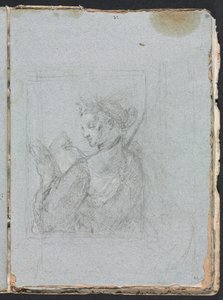 Verona Skizzenbuch: Weibliche Figur mit offenem Buch (Seite 63) von Francesco Lorenzi