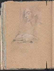 Verona Skizzenbuch: Weiblicher Kopf und linke Hand (Seite 42) von Francesco Lorenzi