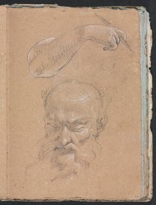 Verona-Skizzenbuch: Kopf eines bärtigen Mannes und rechte Arm- und Handseite, Seite 59, 1760 von Francesco Lorenzi