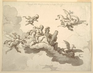Entwurf für eine bemalte Decke: Triumph der Sanftmut und Stärke von Francesco Manno