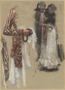 Süditalienische Frau, die sich für die Kirche kleidet von Francesco Paolo Michetti