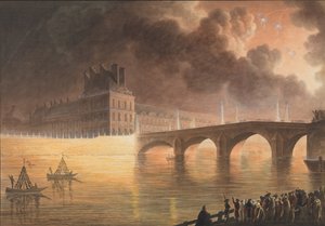 Fest für den allgemeinen Frieden in Paris am 18. Brumaire. Pont Royal, 1801-2 von Francesco Piranesi