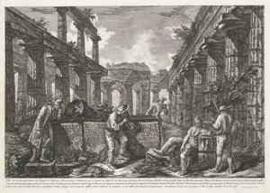 Titelblatt mit Resten des Tempels von Neptun in Paestum von Francesco Piranesi