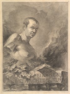Porträt von G.B. Piranesi in Nachahmung einer antiken Büste, aus Opere varie di Architettura von Francesco Polanzani