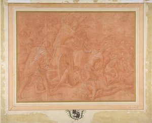 Odysseus und seine Gefährten kämpfen gegen die Kikonen vor der Stadt Ismaros (Studie)
