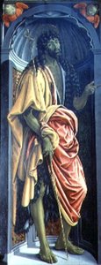 St. Johannes der Täufer, Seitenpanel aus dem Tabernakel der Sakramente, ca. 1484-6 (Detail) von Francesco and Raffaello Botticini