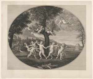 Putti tanzen um einen Baum