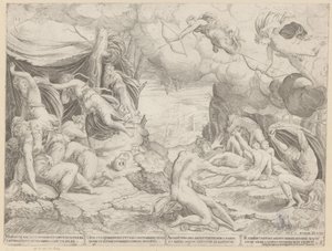 Apollo und Diana töten die Kinder der Niobe von Francesco Salviati