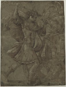 Mann in Rüstung neben einem Streitwagen, ca. 1550 von Francesco de Rossi Salviati Cecchino