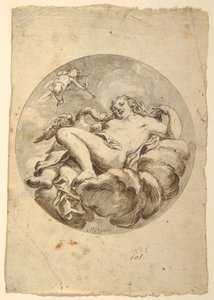 Zeichnung, Entwurf für ein Deckenfresko: Leda und der Schwan, ca. 1775 von Francesco Saverio Mergolo
