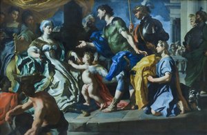 Dido empfängt Aeneas und Amor verkleidet als Ascanius von Francesco Solimena