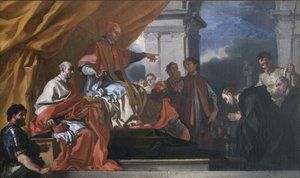 Der heilige Willibald sucht den Segen von Papst Gregor III., bevor er die Sachsen missioniert