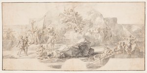 Studie für das Gemälde "Die Landung von Kolumbus in Amerika," Sala del Minor Consiglio, Palazzo Ducale, Genua, Italien