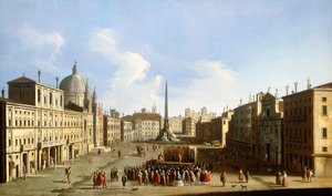Die Piazza Navona, Rom, mit einer Commedia dell