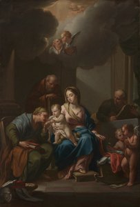 Präsentationsskizze für "Die Heilige Familie mit den Heiligen Anna, Joachim und Johannes dem Täufer" (für Santa Maria in Via Lata, Rom) von Francesco Trevisani
