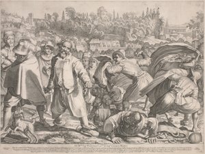 Brutto Buono von seinen Feinden gesteinigt von Francesco Villamena